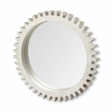 HOMEROOTS 35.5 in. Round White Wood Frame Wall Mirror 376433